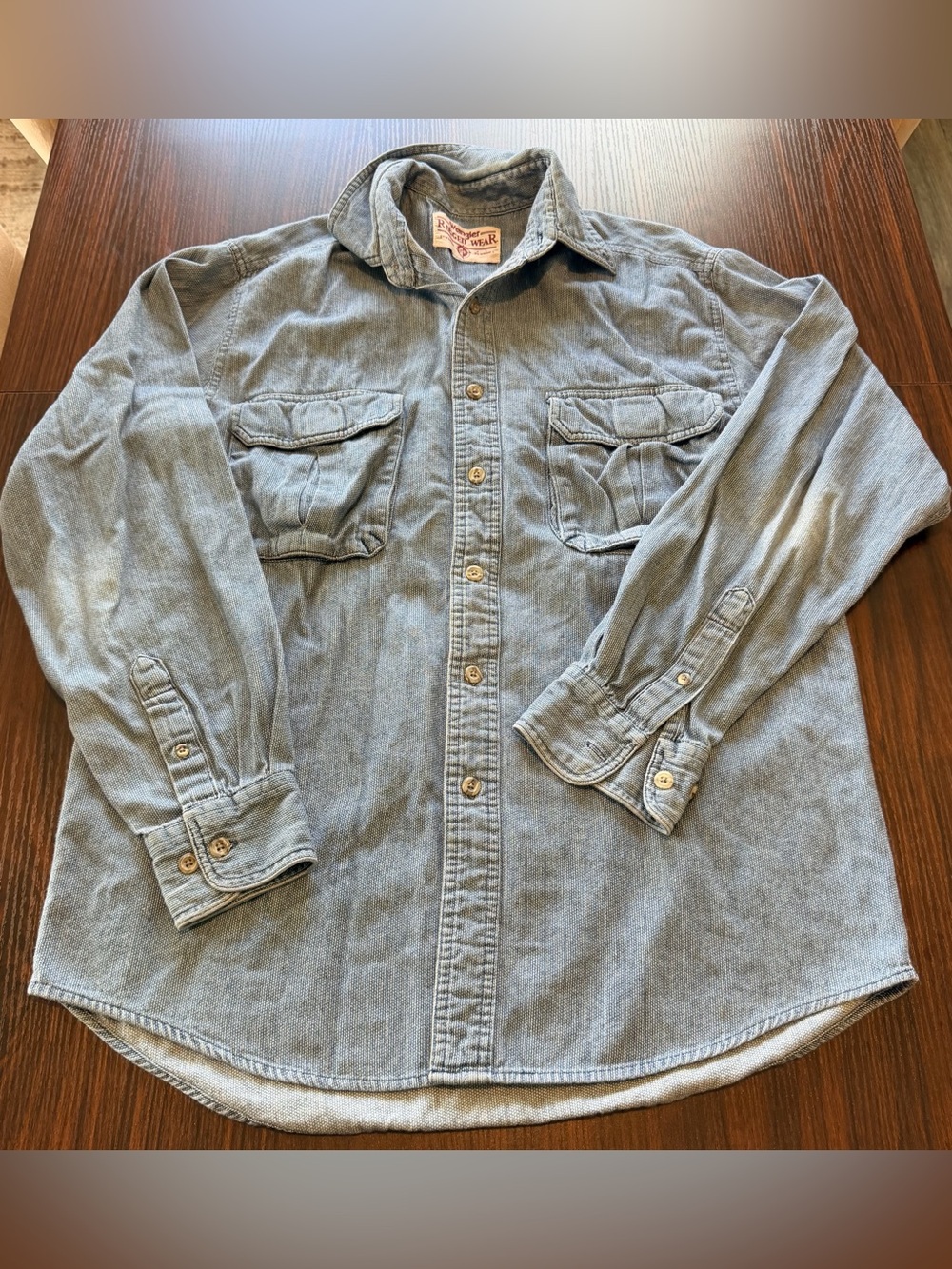 Wrangler Rugged Wear Men’s Denim Vintage 90s Shirt Heavyweight Workwear Size M